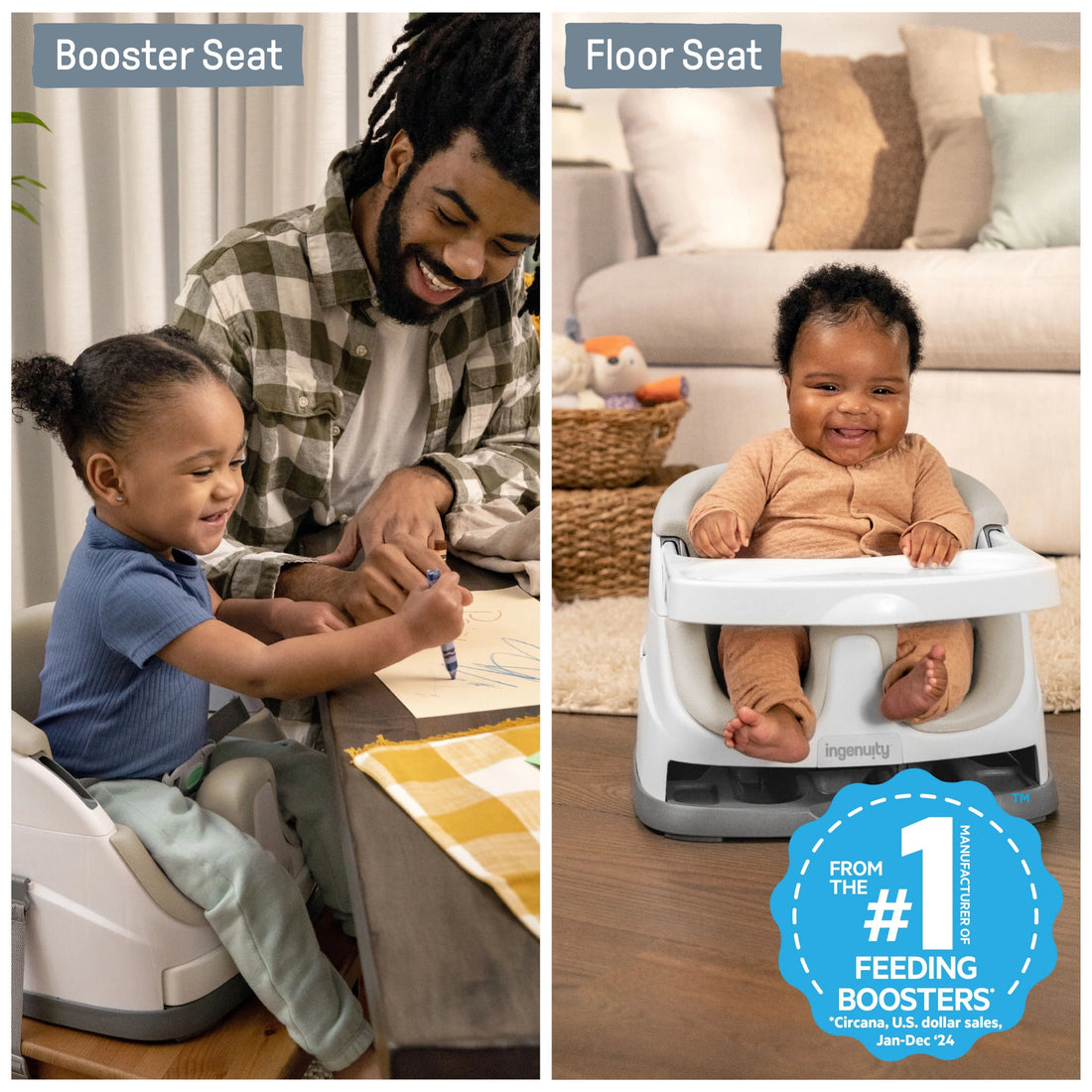 Ingenuity Baby Base 2-in-1 Booster Feeding and Floor Seat - Cashmere Booster Seat