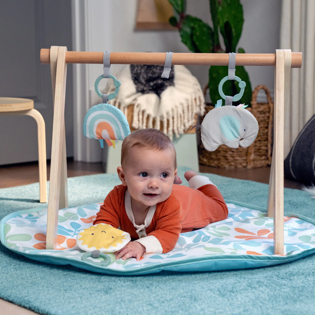 Ingenuity Sun Valley Wooden Toy Arch & Baby Play Mat Play Gym