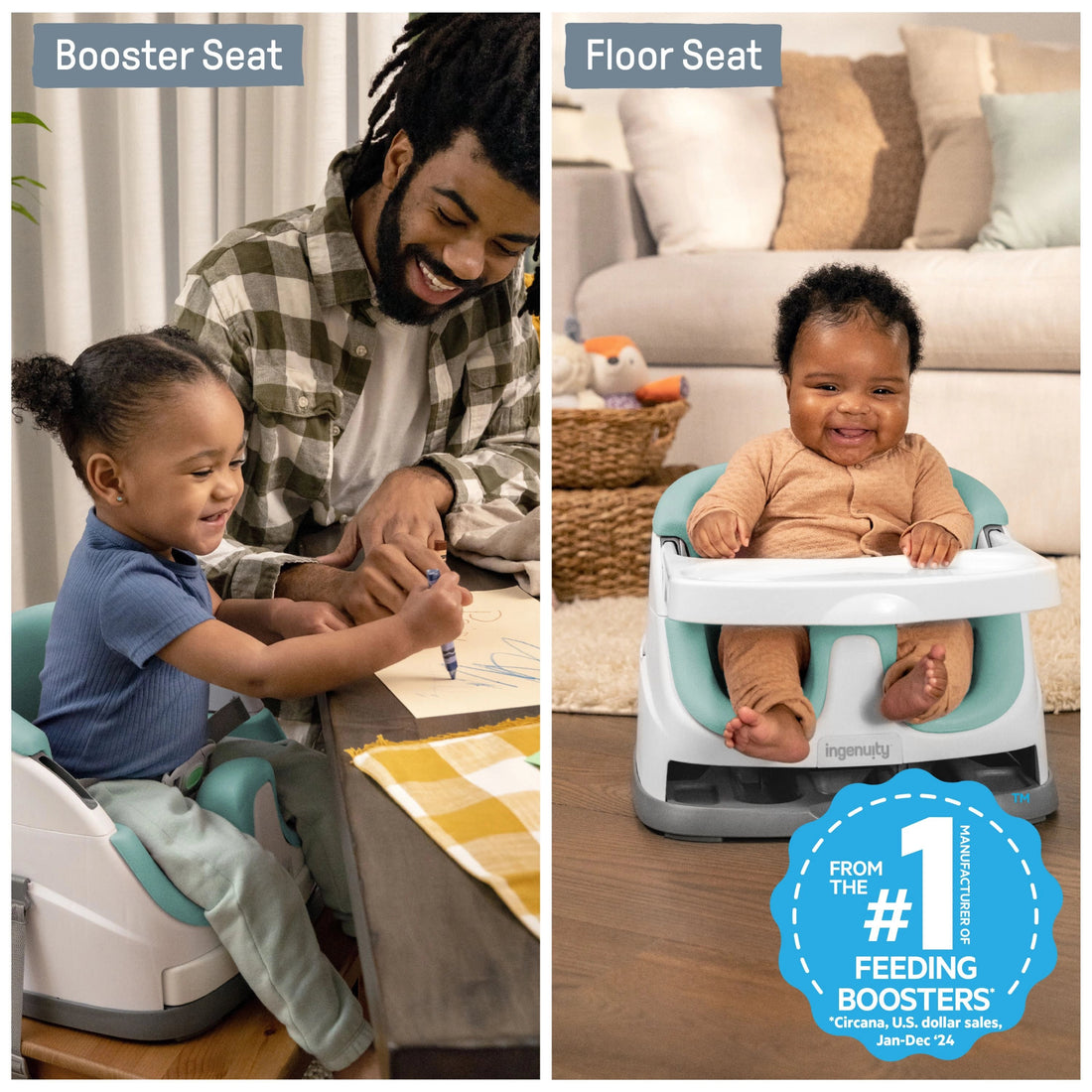 Ingenuity Baby Base 2-in-1 Booster Feeding and Floor Seat Booster Seat