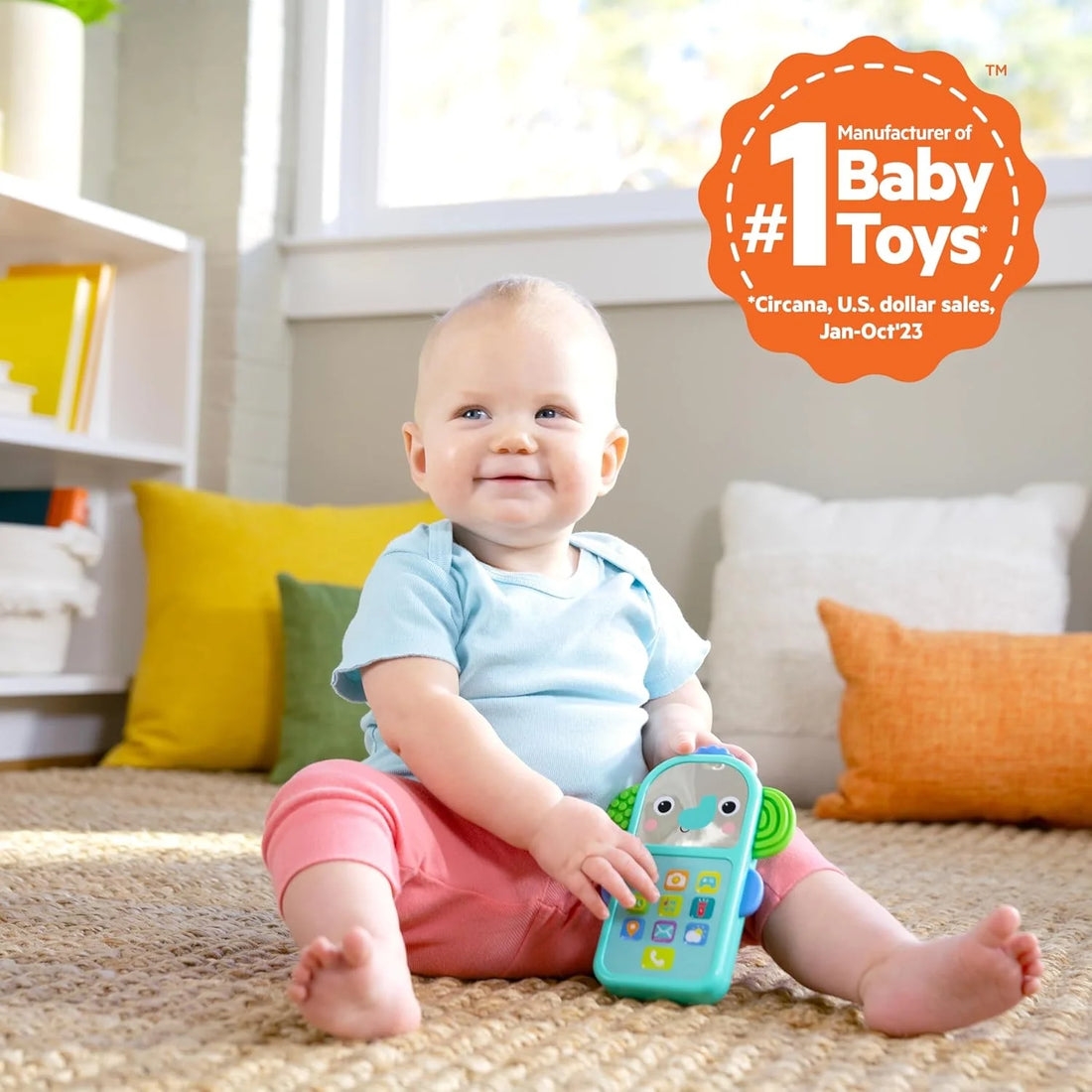 Bright Starts Elephant Baby Phone Toy for Mini-Me Fun with Music and 20+ Sound Effects Musical Toy