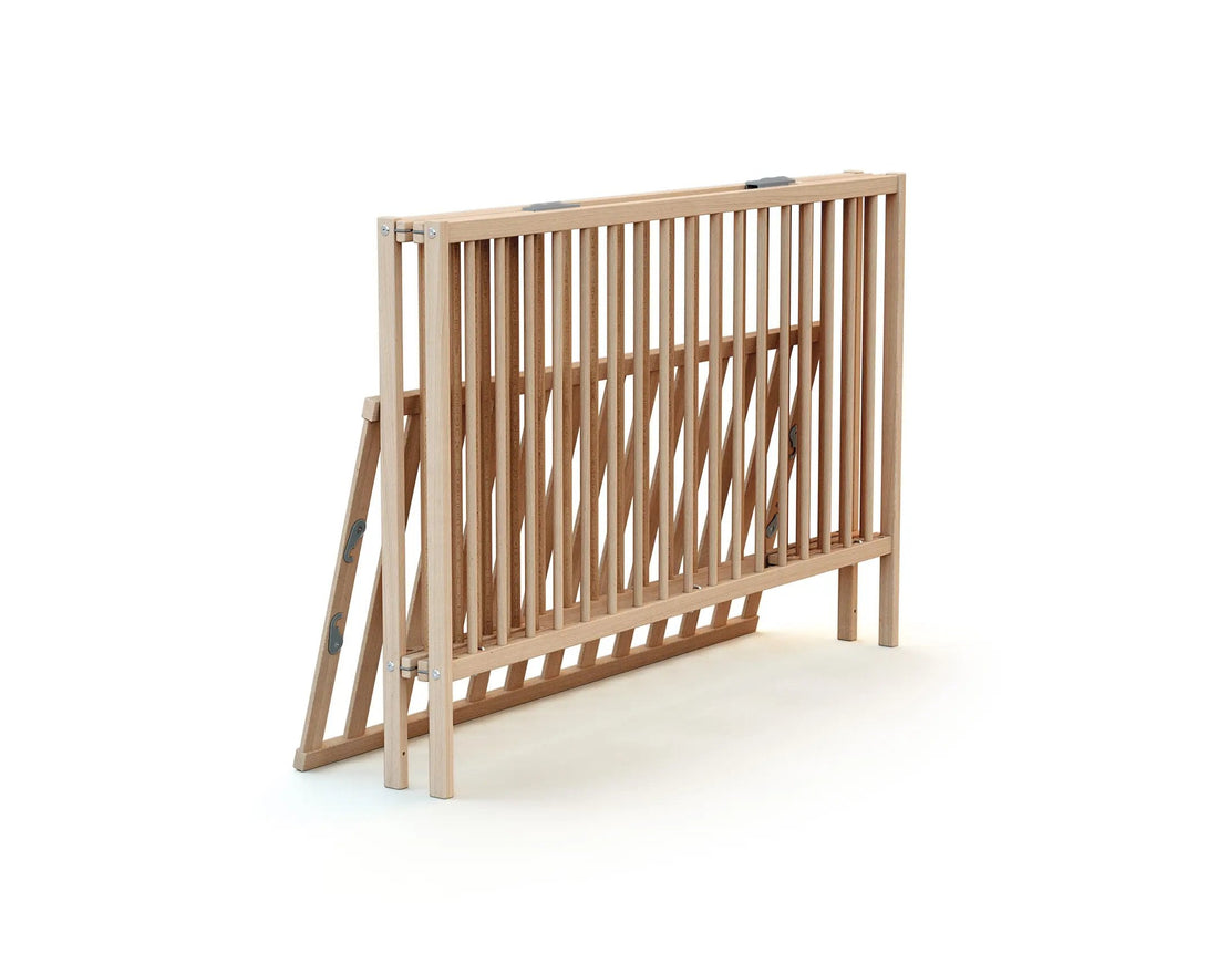 Webaby Flex Folding Bed Raw Beech & Grey 60x120Cm Cot Bed