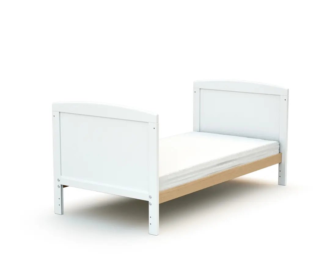 Webaby Essentiel + Convertible Bed In White And Beech 60x120Cm Cot Bed