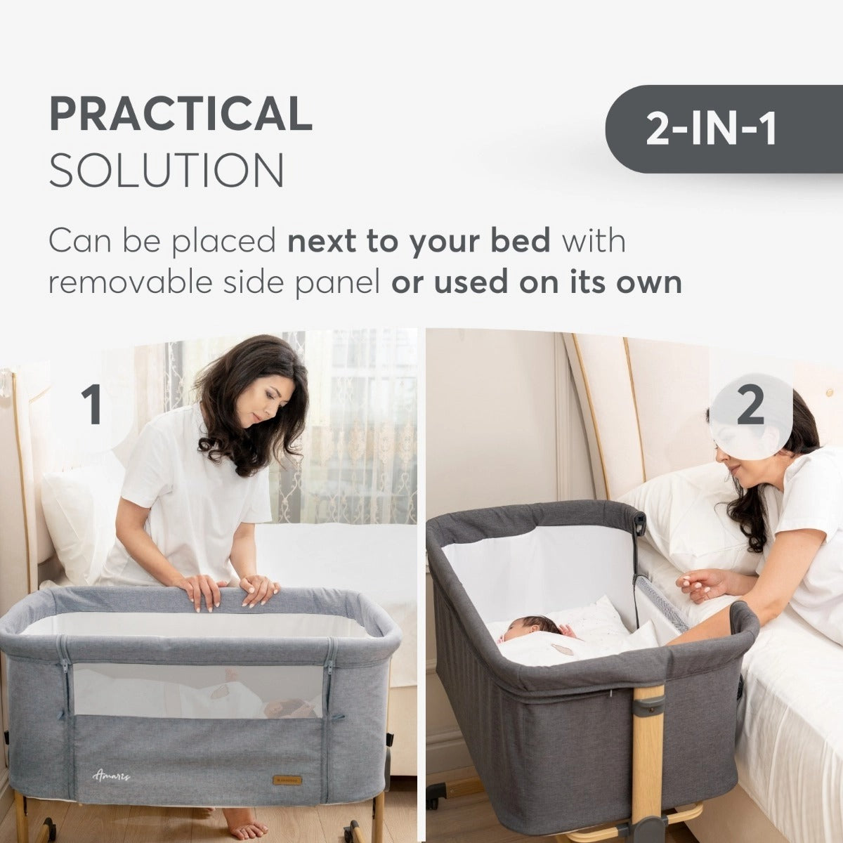 Kikkaboo Amaris Bedside Crib | Prenatal, Babies, Nusring, Cybex, Avent Bedside Crib