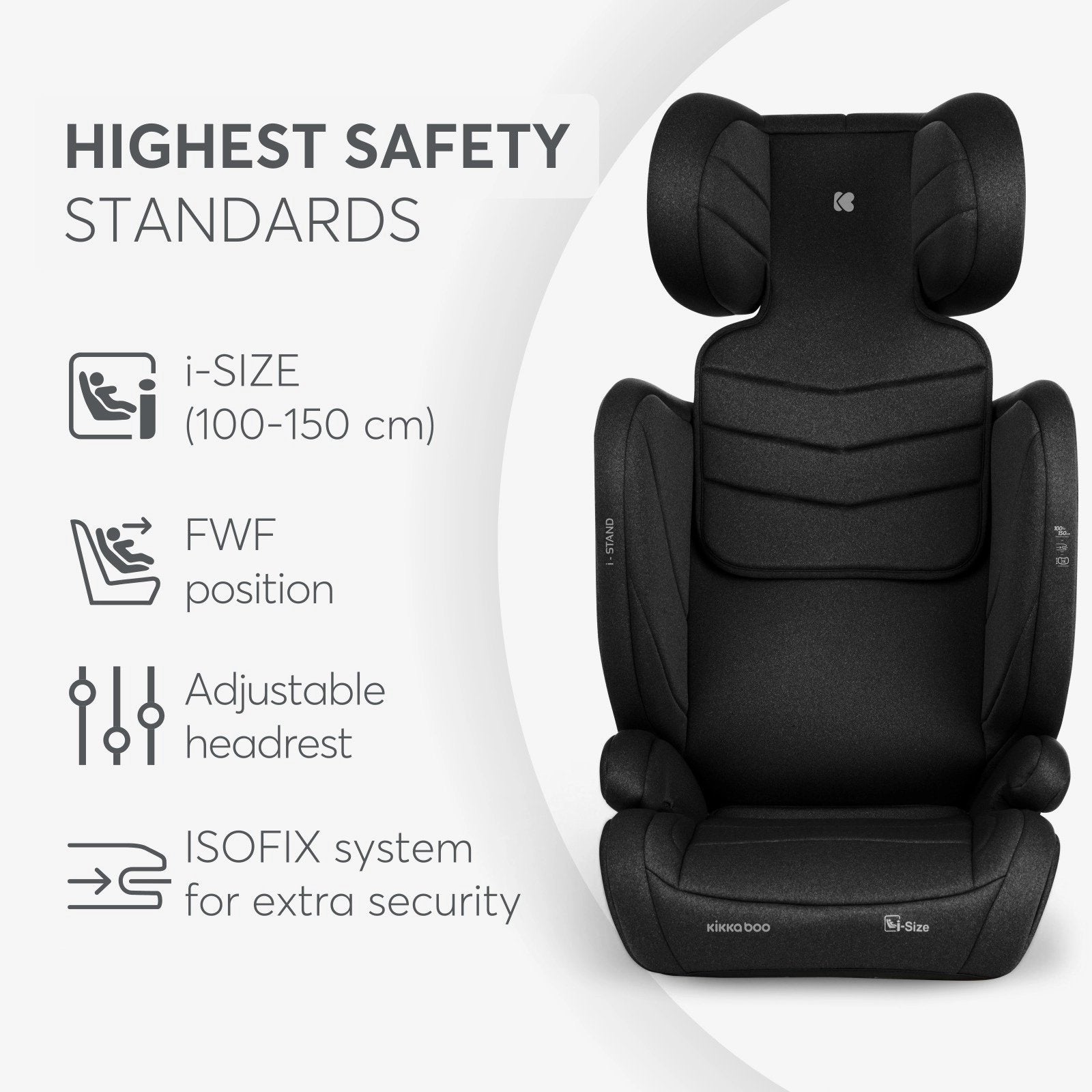 Kikkaboo I-Stand Black Car Seat I-Size 100-150cm | Prenatal, Babies, Nusring, Cybex, Avent Car Seat