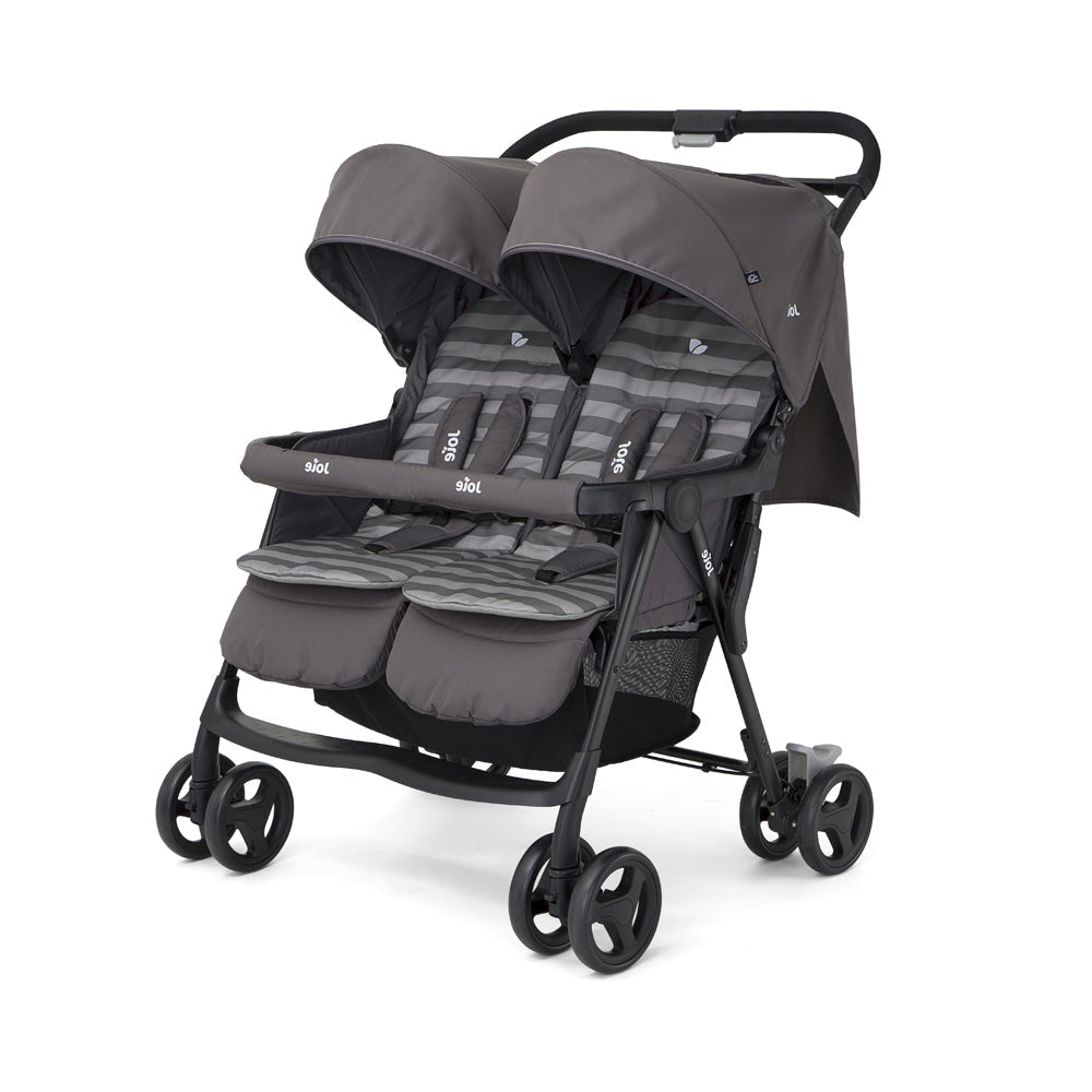 double stroller with car seat side by side Joie Aire Twin Stroller Side By Side - Dark Pewter