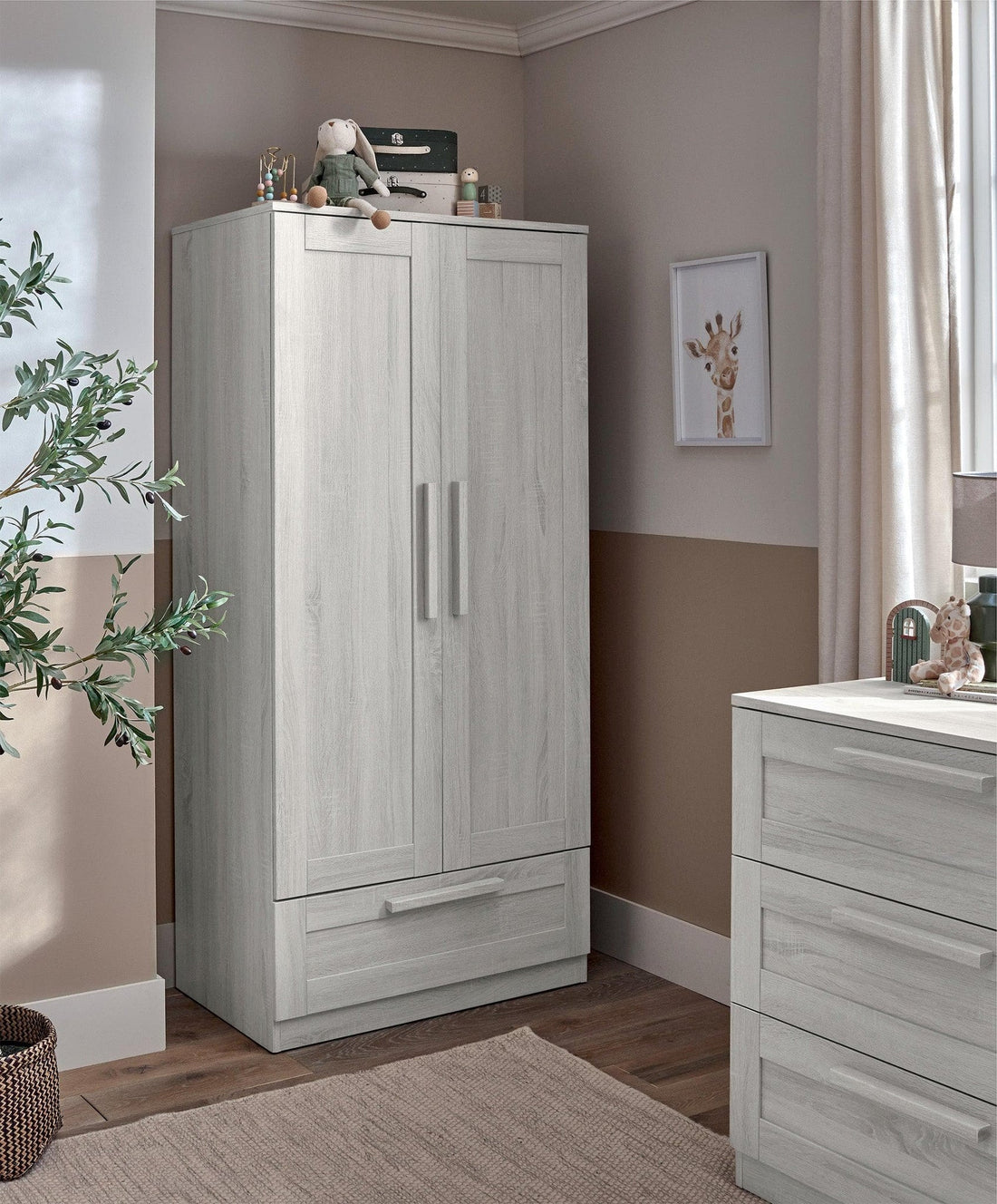 Mamas & Papas Atlas 2 Door Nursery Wardrobe with Storage Drawer - Nimbus White | Prenatal, Babies, Nusring, Cybex, Avent Nursery Furniture