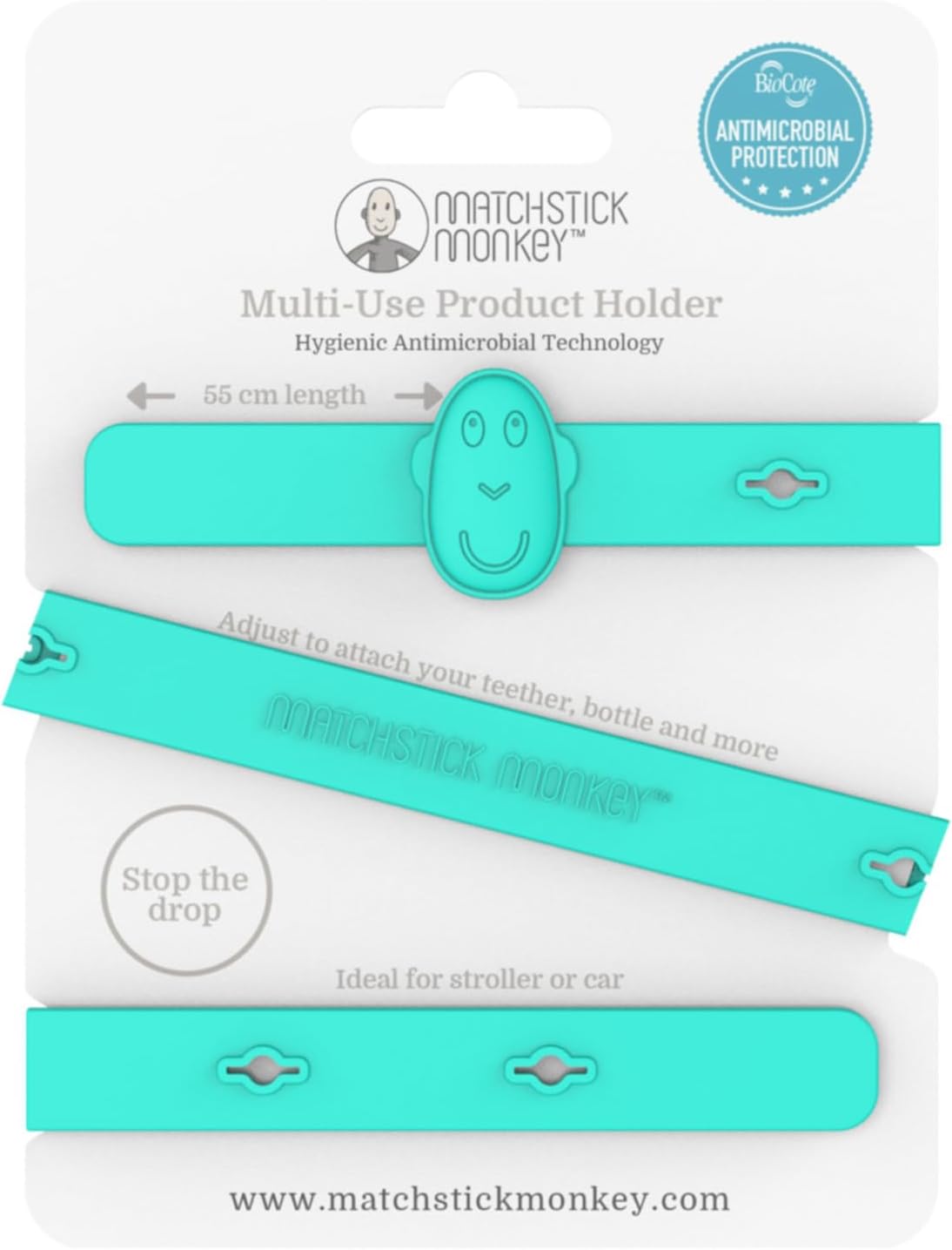 Matchstick Monkey Antimicrobial Silicone Multi-Use Product Holder Strap For Teether | Prenatal, Babies, Nusring, Cybex, Avent Teether