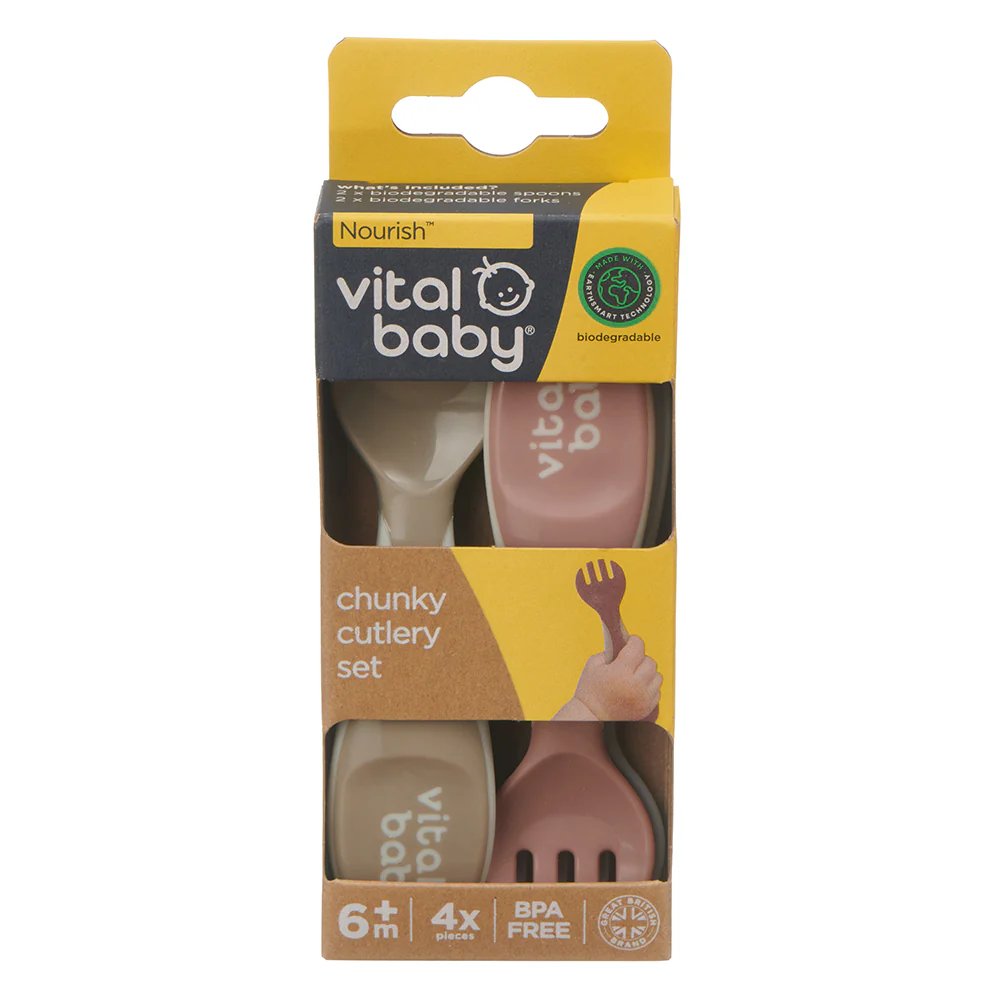Vital Baby Nourish Chunky Cutlery Pack of 4 - Natural | Prenatal, Babies, Nusring, Cybex, Avent Spoon