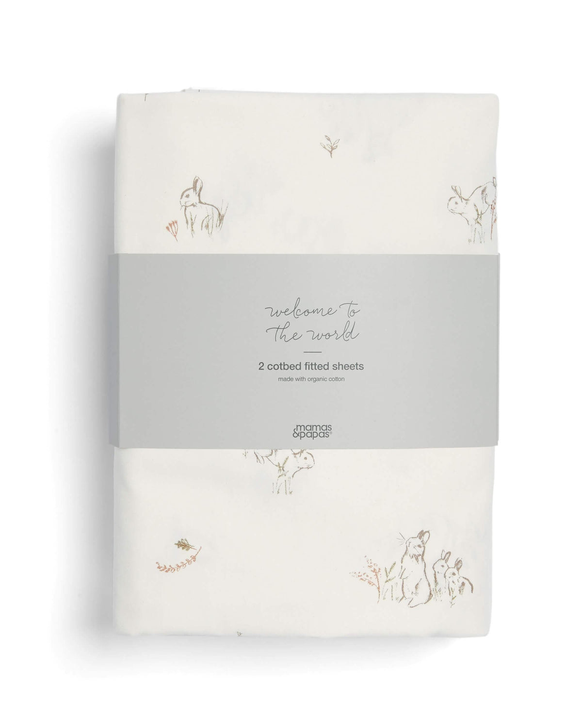 Mamas & Papas Welcome To The World Seedling Cotbed Fitted Sheets Bunny/Fox Pack of 2 | Prenatal, Babies, Nusring, Cybex, Avent Nursery Bedding