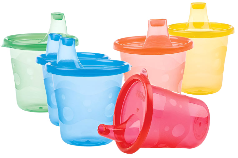 Nuby Cup Set with Free Flow Spout 210ml 9m+ Pack of 6 | Prenatal, Babies, Nusring, Cybex, Avent Cup