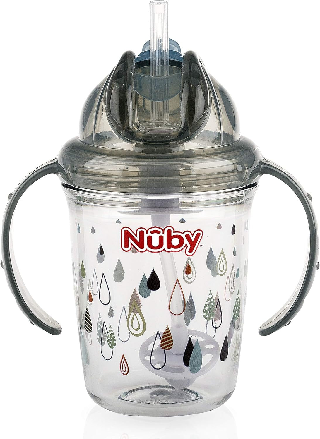 Nuby Twin Handle Flip-It Cup Made with Triton 240ml 12m+ Grey | Prenatal, Babies, Nusring, Cybex, Avent Cup