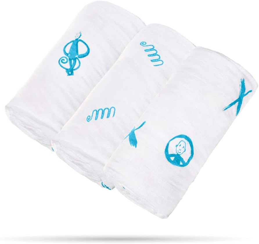 Matchstick Monkey Organic Cotton Muslin - Pack of 3 - 70x70cm | Prenatal, Babies, Nusring, Cybex, Avent Muslin Blanket