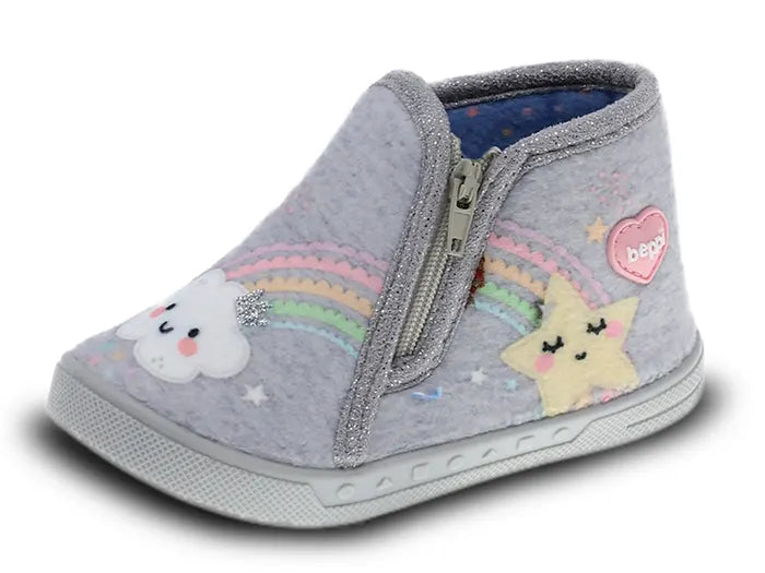 Beppi Baby slippers With Zippers Grey Slipper