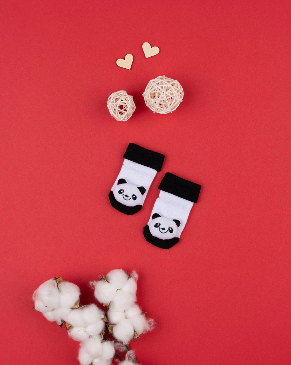 Prenatal Baby socks with "panda" rattle Sock