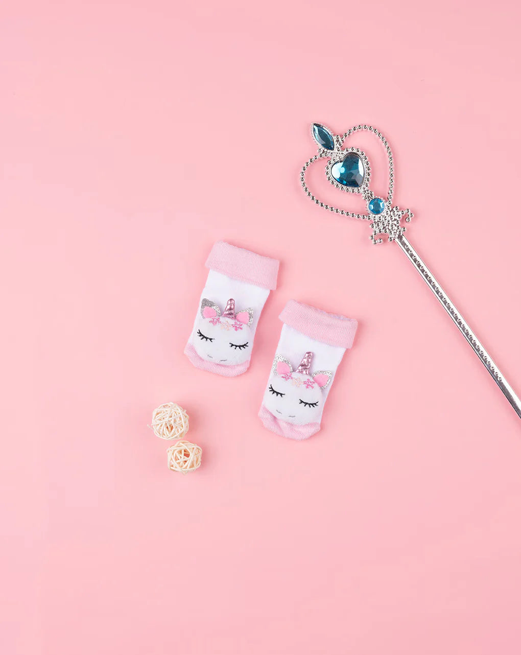 Prenatal Baby girl socks with unicorn rattle Sock