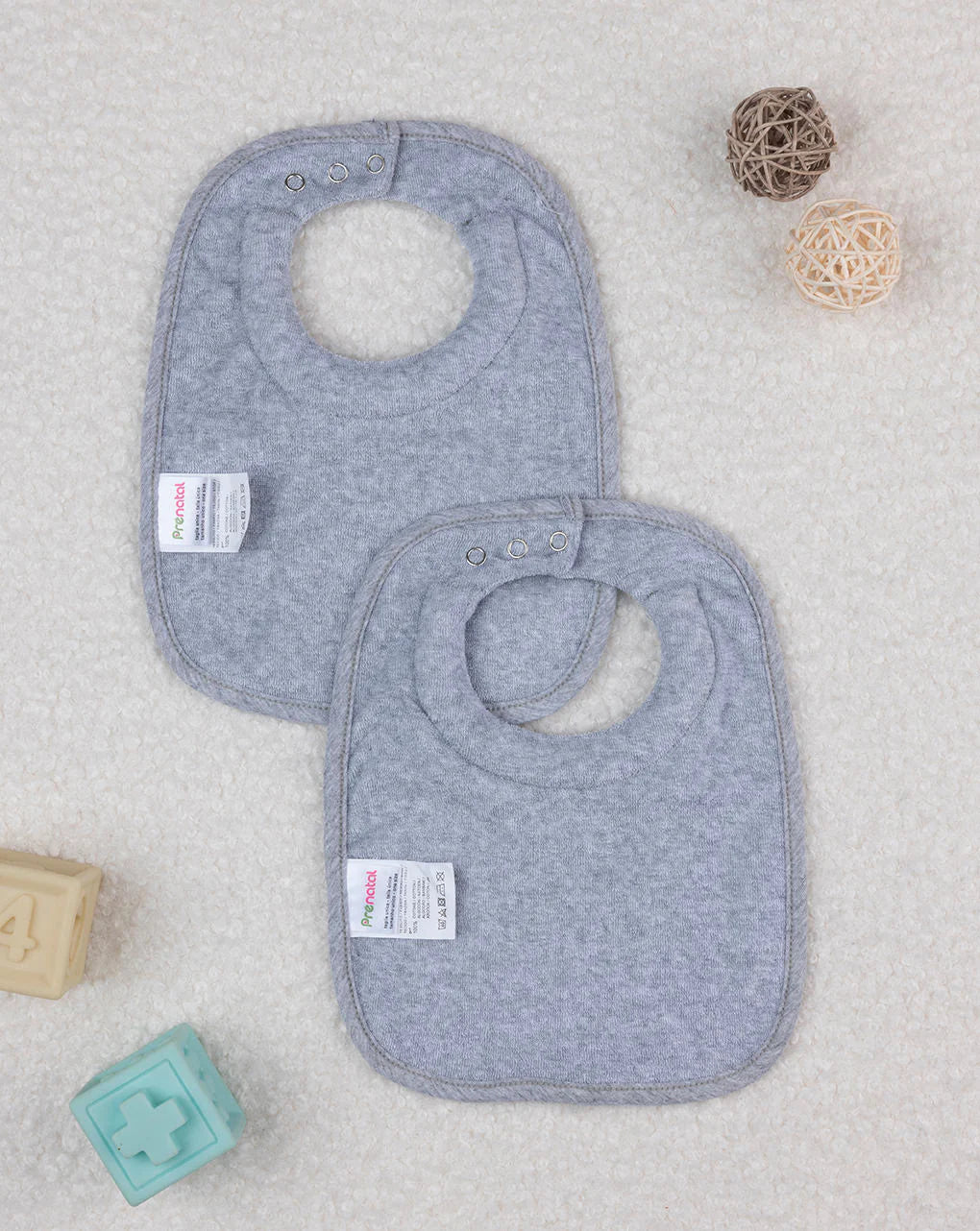Prenatal Pack of 2 gray bibs for breastfeeding and teething Bib