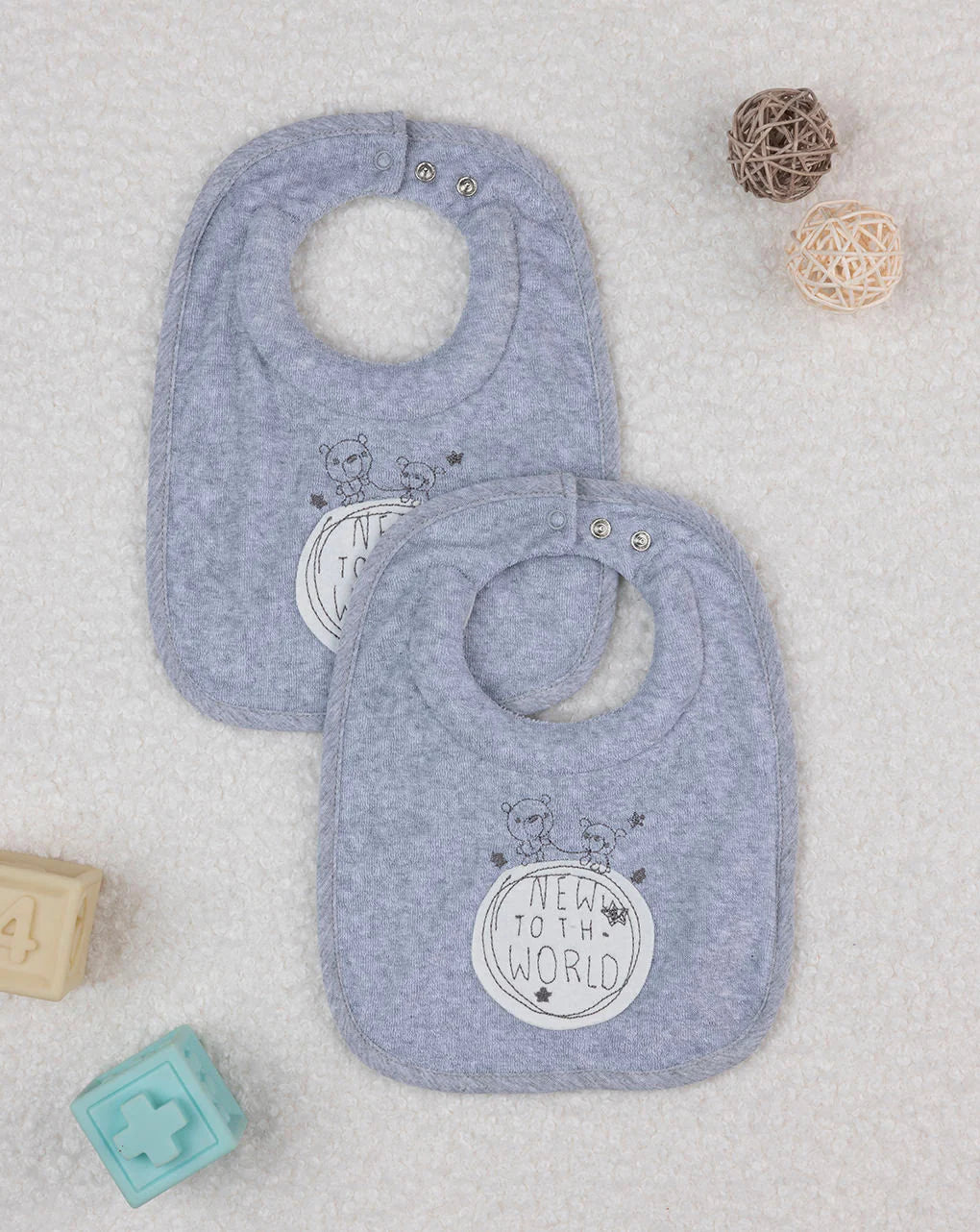 Prenatal Pack of 2 gray bibs for breastfeeding and teething Bib