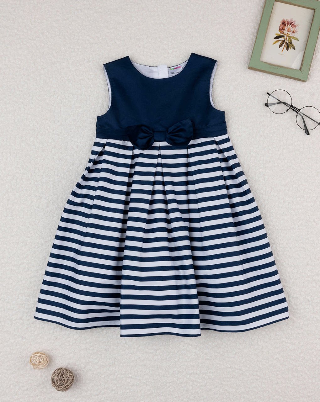 Prenatal Striped Baby Dress - Blue