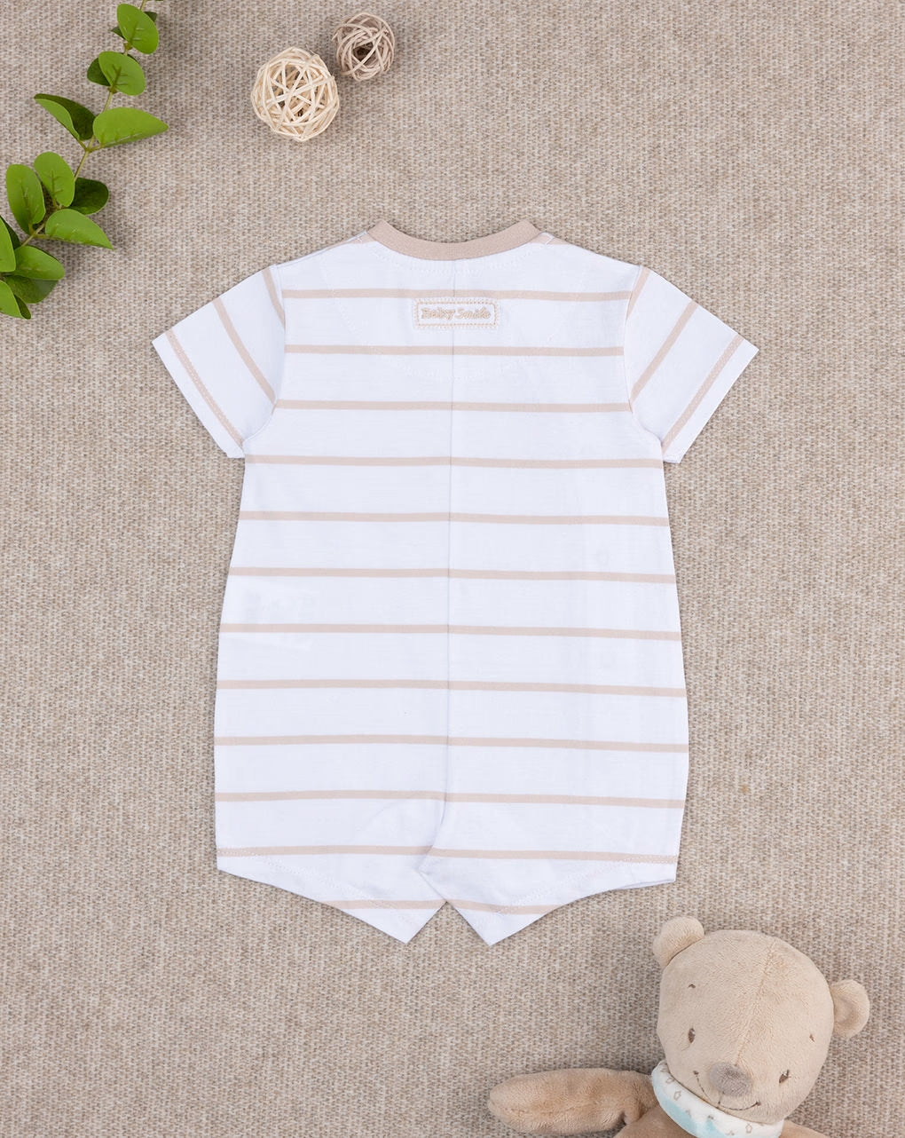 Prenatal Unisex baby smile Light Brown Bear Bodysuit