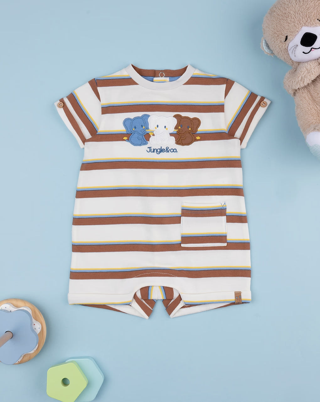 Prenatal Baby's striped brown elephant onesie Bodysuit