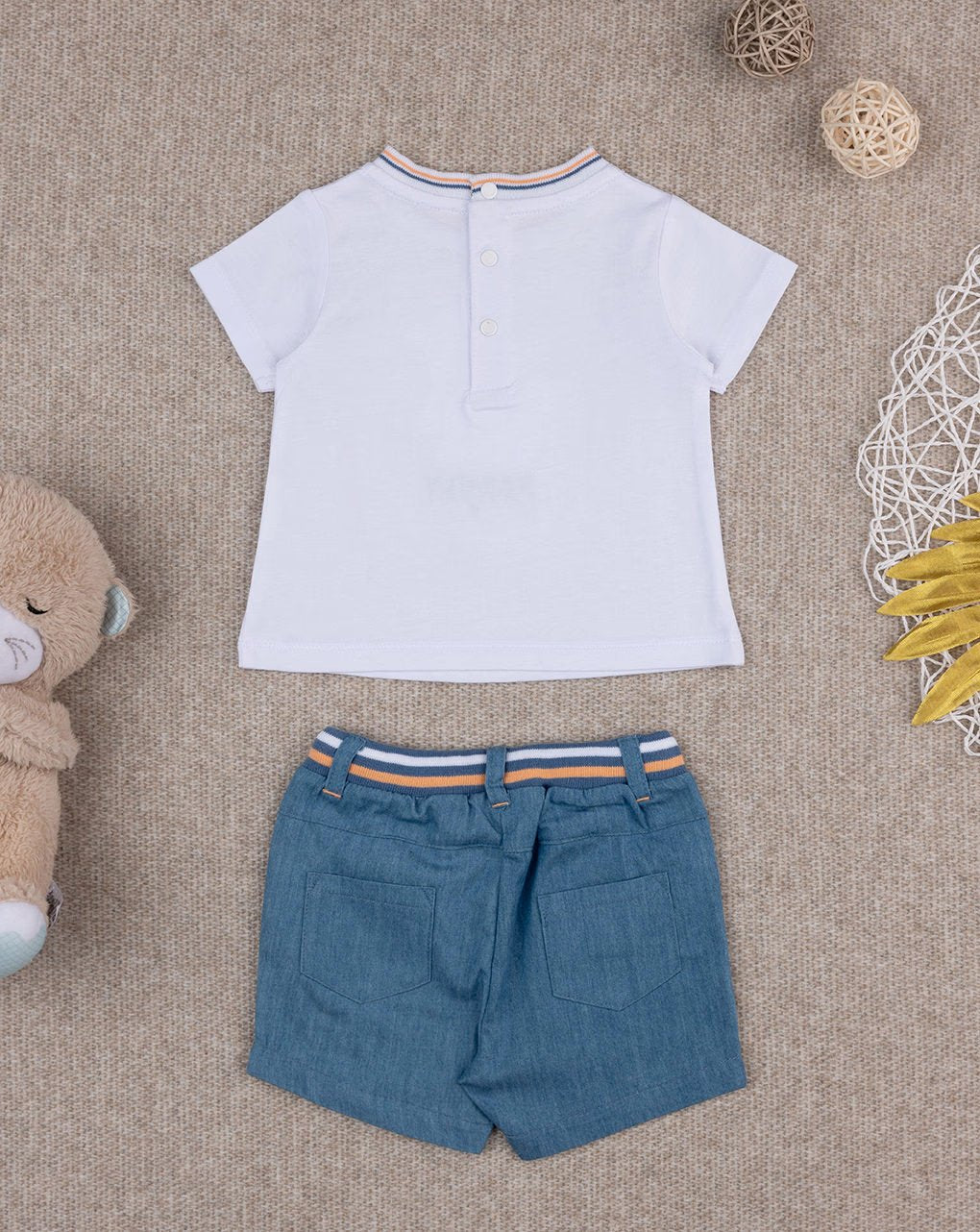 Prenatal Baby denim set with teddy bears Outfit Set