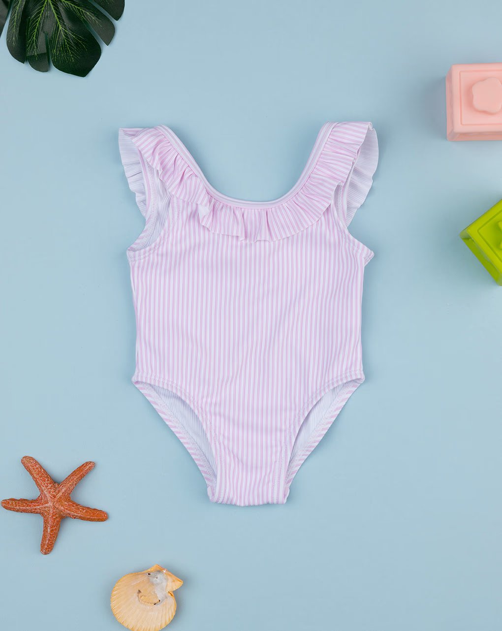 Prenatal Pink striped one-piece swimsuit for girls One Piece