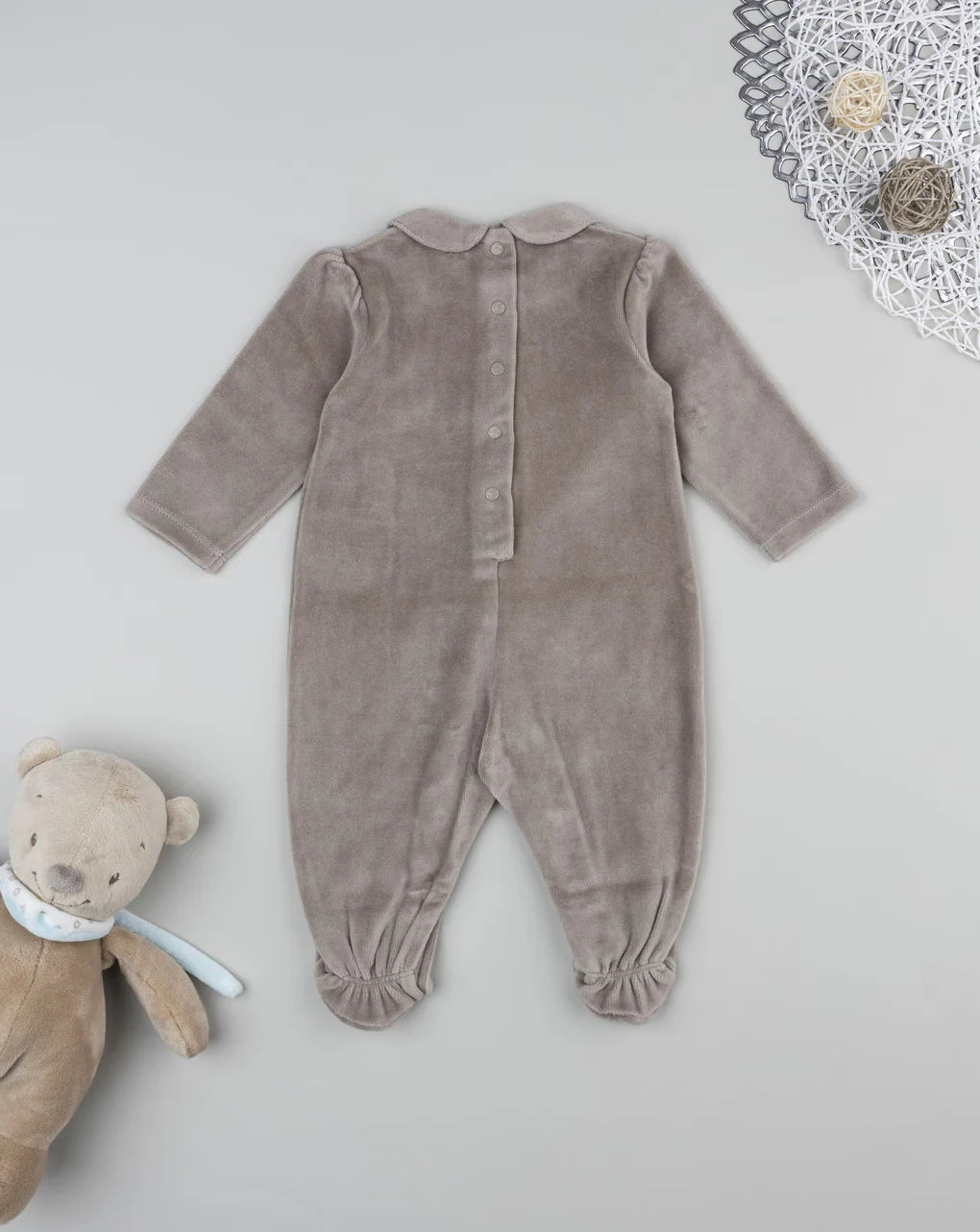 Prenatal Brown baby girl's romper with allover flowers Overall