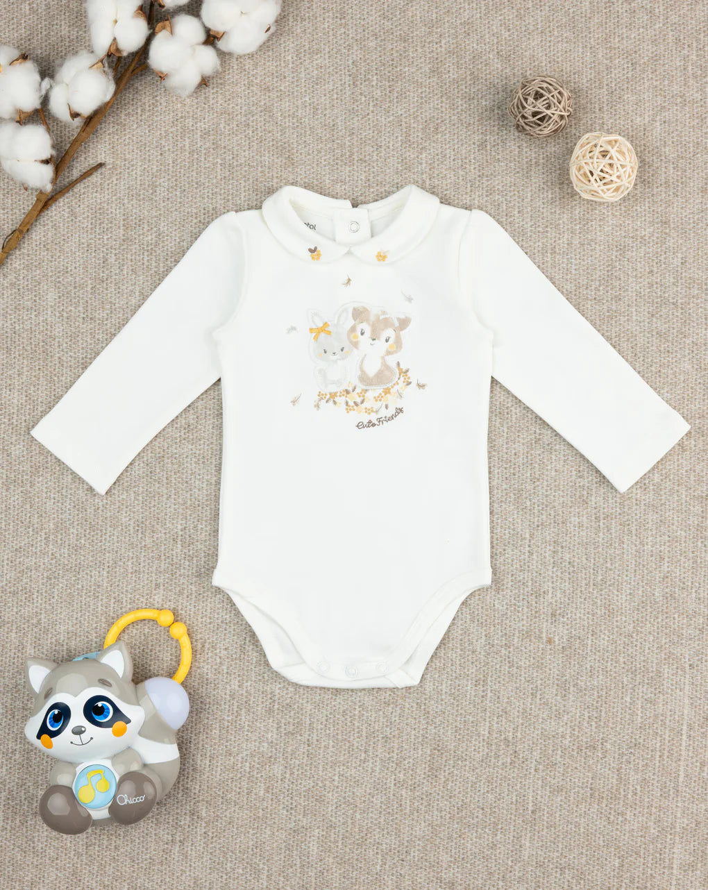 Prenatal White printed long-sleeved bodysuit for girls Bodysuit
