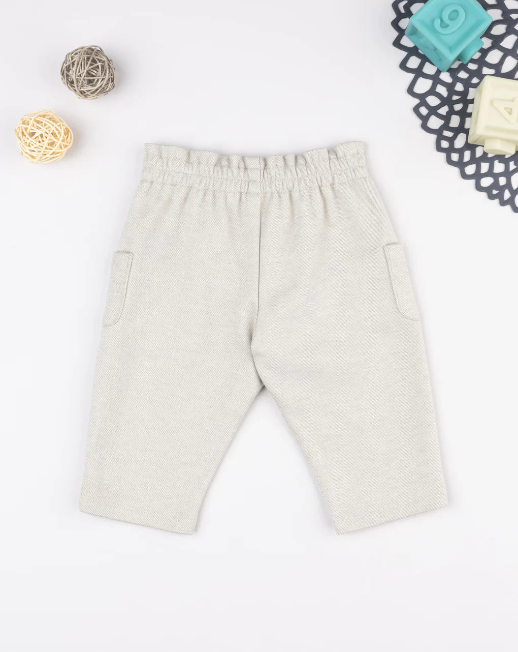 Prenatal Beige trousers for girls with pockets and embroidery Trouser
