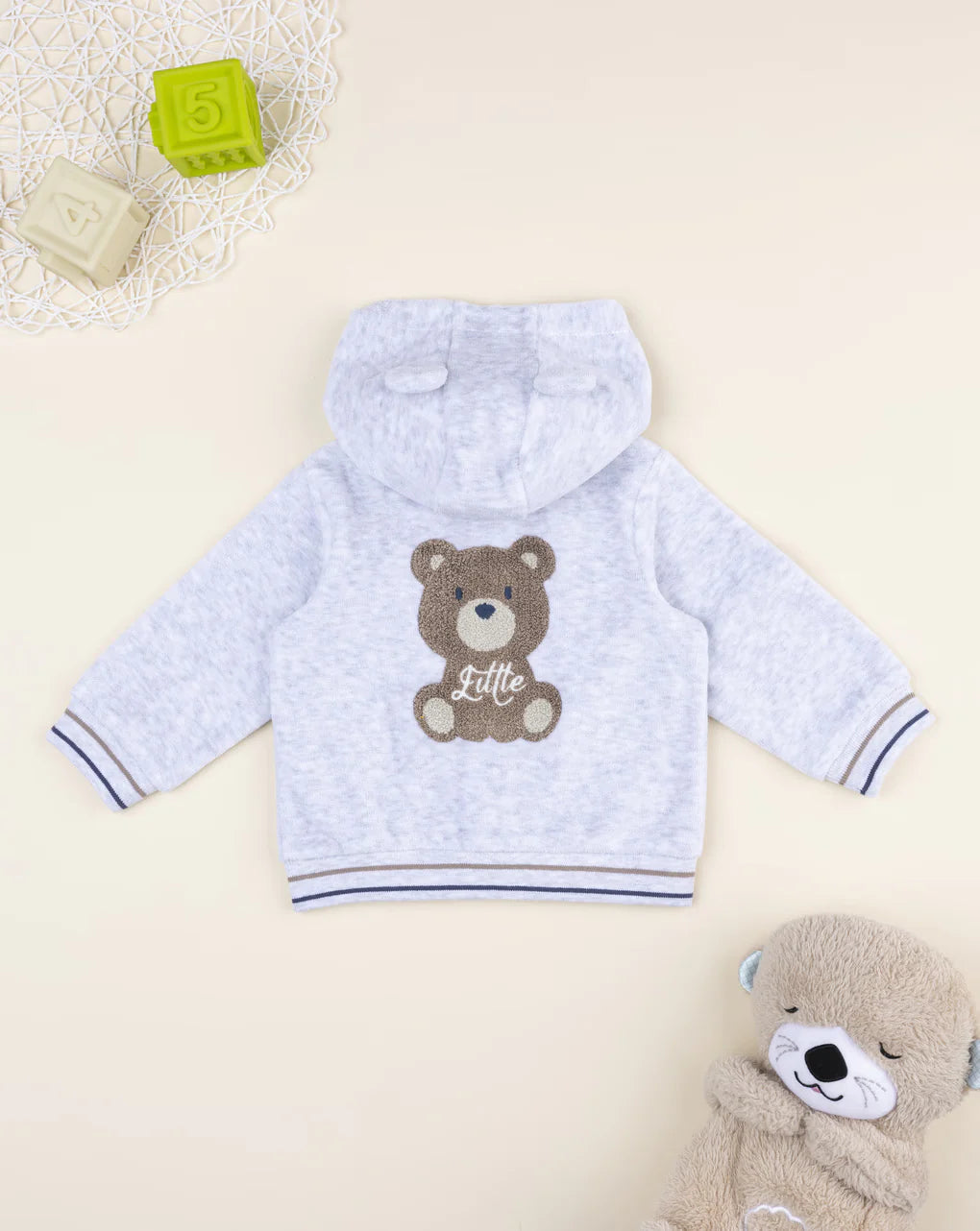 Prenatal Gray cardigan for kids with hood and patch Hooded Jacket