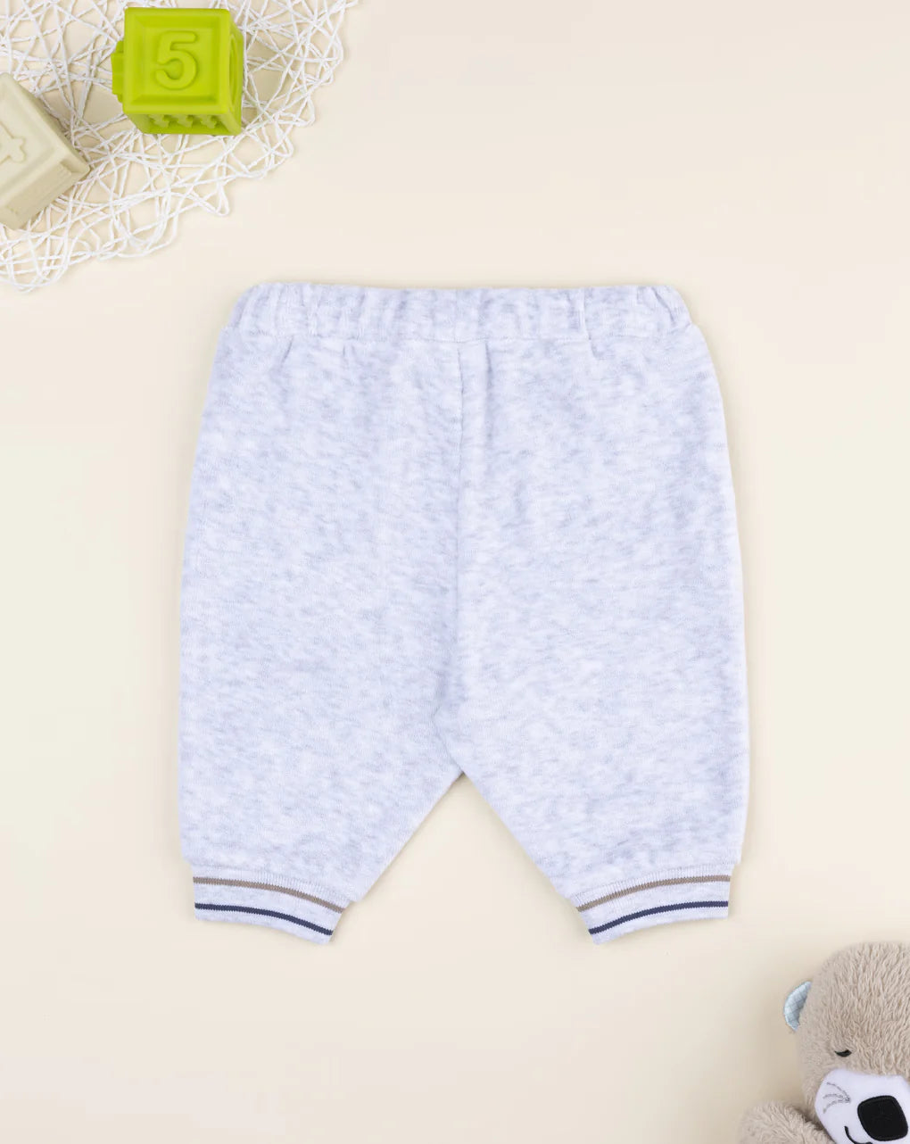 Prenatal Light grey children's trousers with bear patches Trouser