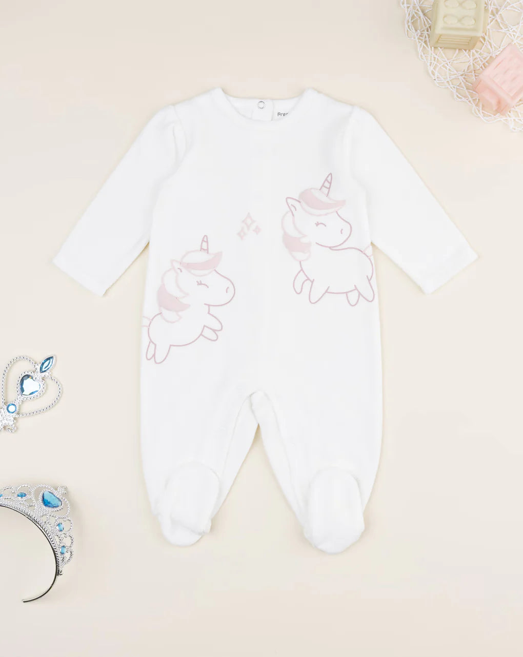 Prenatal White unicorn baby onesie Overall