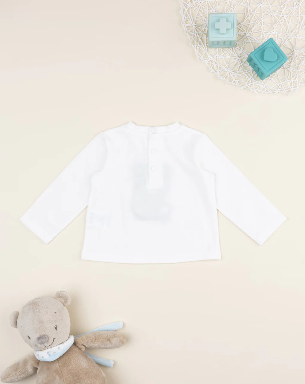 Prenatal White T-shirt for kids with bear patch print T-Shirt