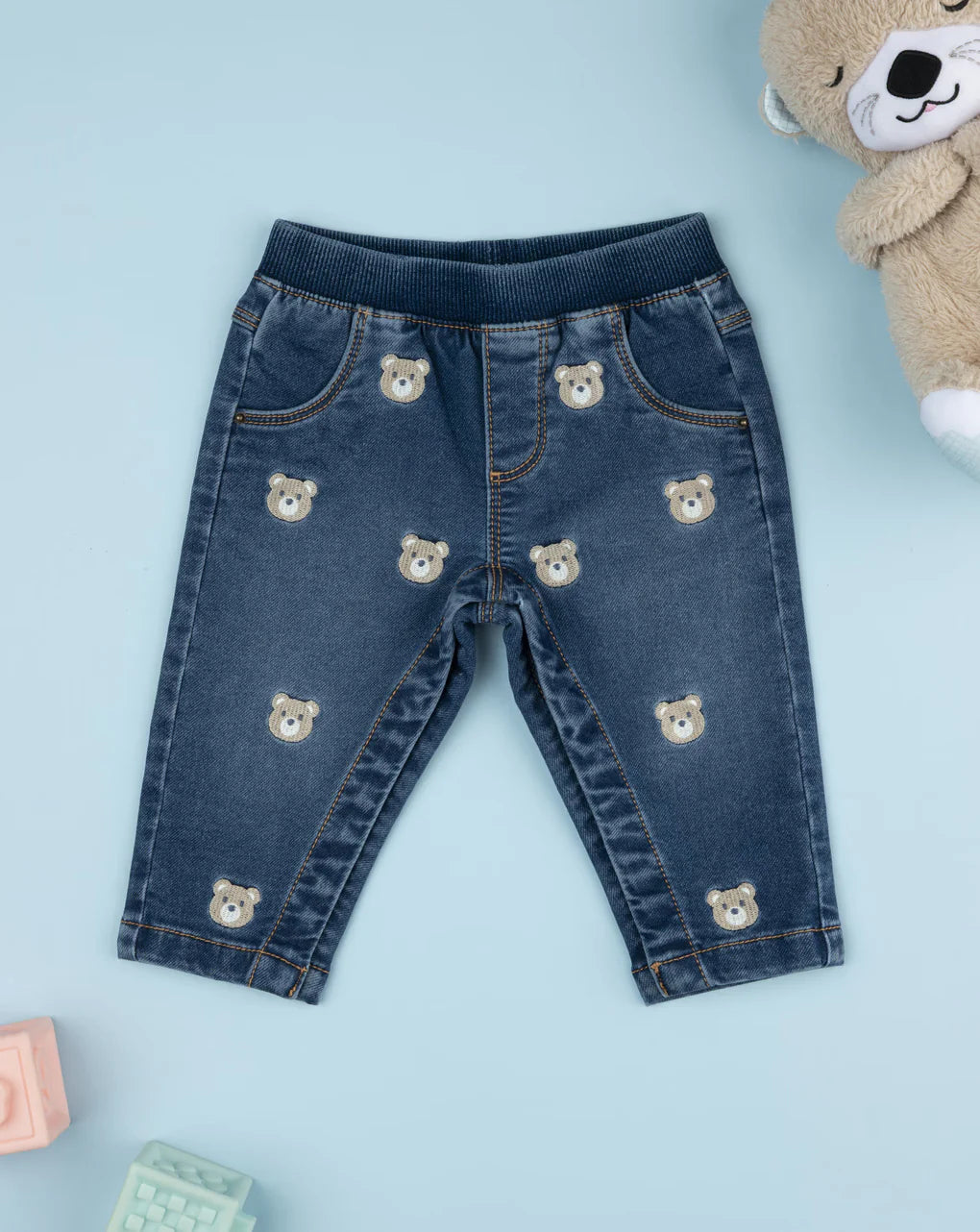Prenatal Blue denim trousers for children with embroidery Trouser