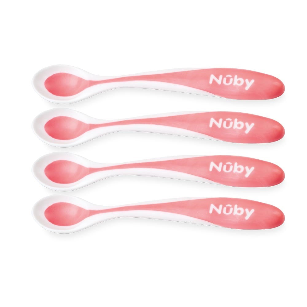 Nuby Patented hot safe spoon - Pack of 4 - Assorted | Prenatal, Babies, Nusring, Cybex, Avent Spoon