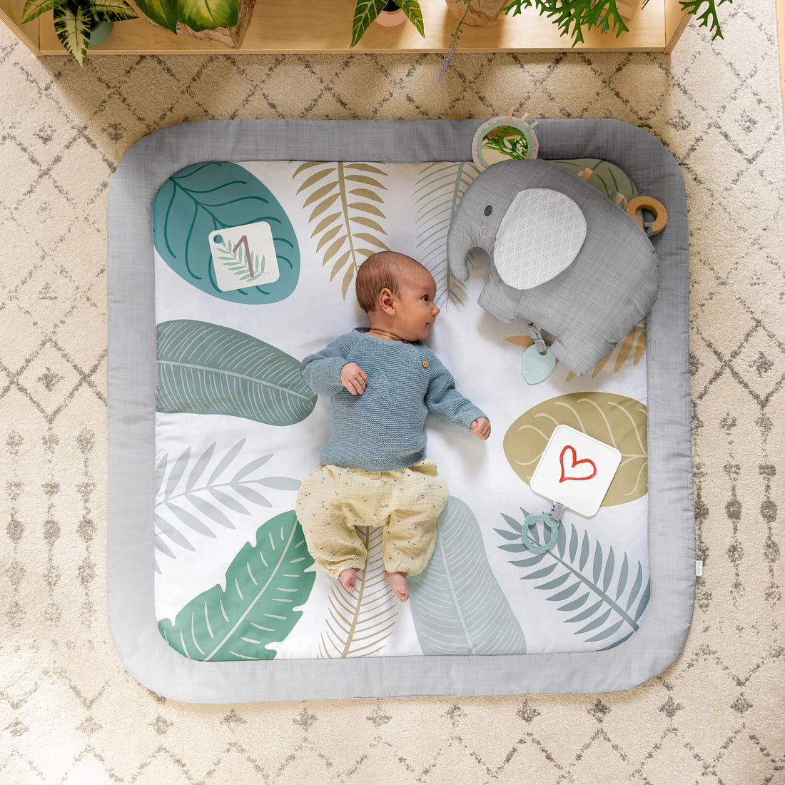 Ingenuity Sprout Spot Baby Milestone Play Mat Tummy Time Gym Play Gym