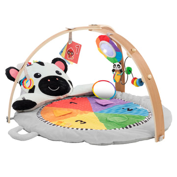 Baby Einstein Zen's Activity Milestones Plush Gym, with Wooden Bar, Infant to Toddler Play Gym