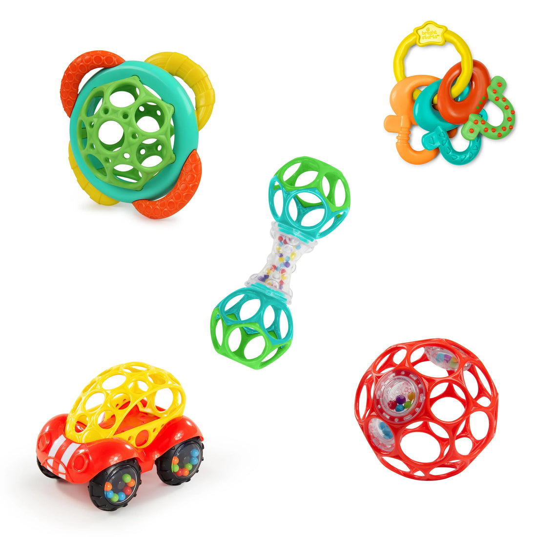 Bright Starts Soothers & Shakers 5 Piece Gift Set, On the Go Baby Toys Rattle
