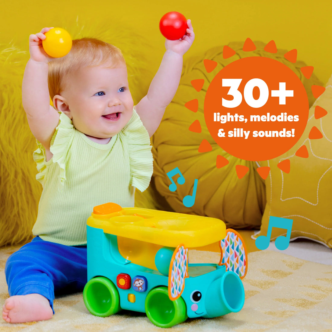 Bright Starts Pop & Roll Safari Bus Ball Play Toy Activity Toy