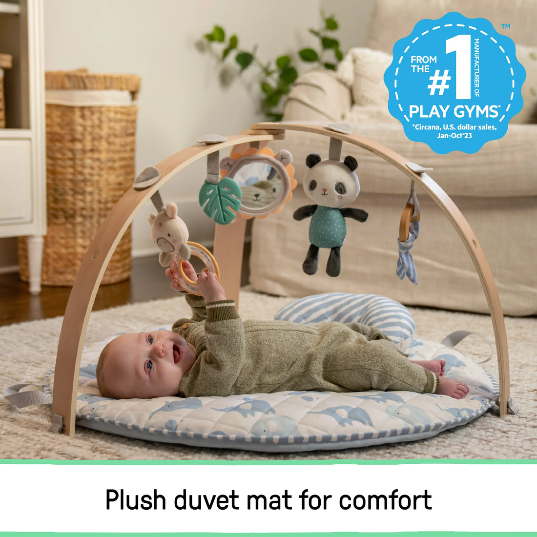 Ingenuity  Cozy Spot Duvet Activity Gym with Self-Storage - Elephant March