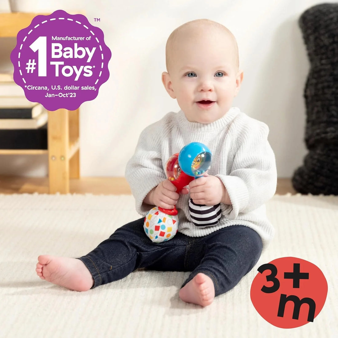 Baby Einstein Shake & Groove Toy Maracas for Baby, Instrument Toy Baby Rattle with Soft Ends Rattle