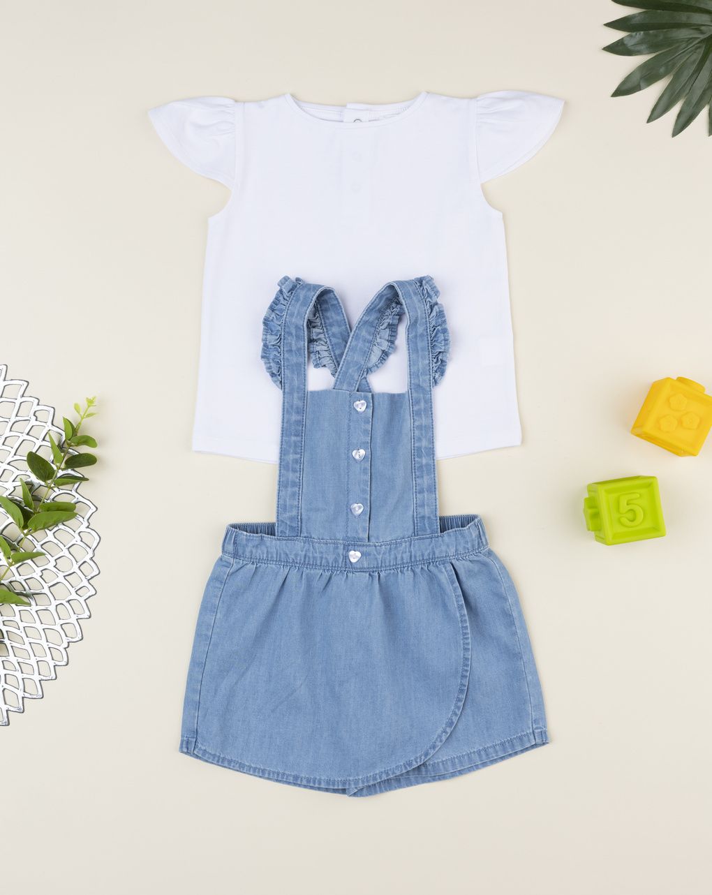 Prenatal Summer dungarees and t-shirt set for girls