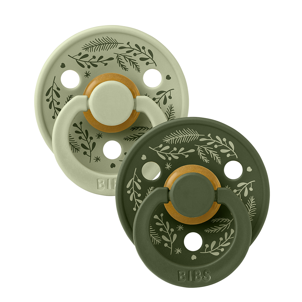 Colour Holiday Latex Pacifier — Size 1 (0-6m), 2 Pack, Sage Hunter Green