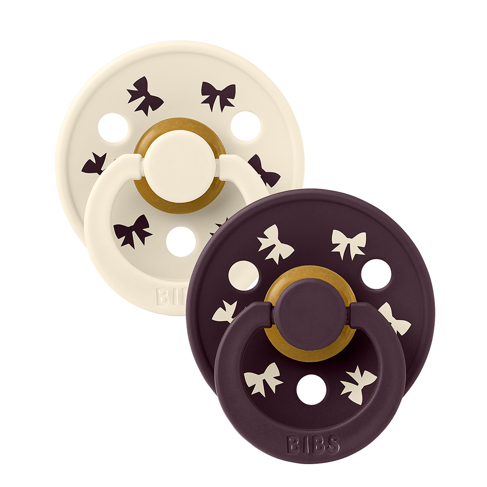 Colour Holiday Latex Pacifier — Size 2 (6-18m), 2 Pack, Ivory Plum