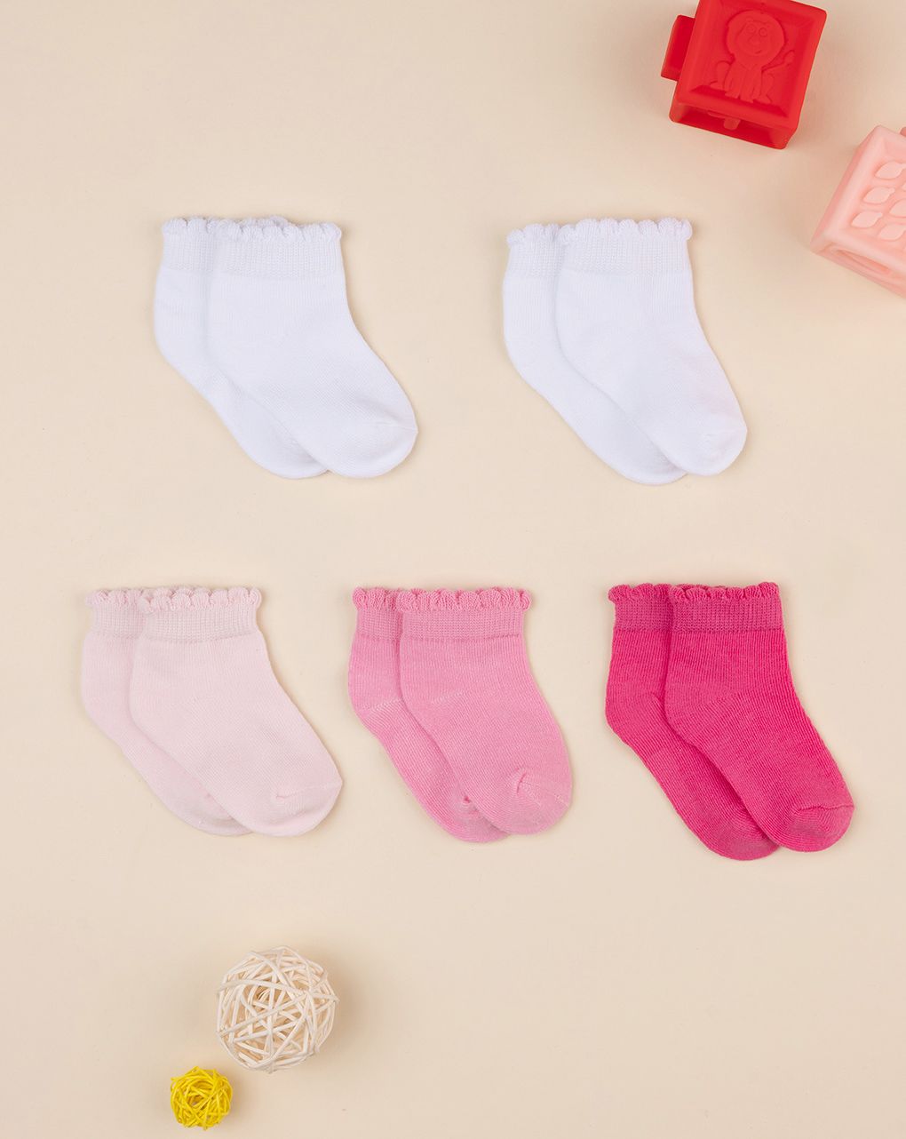 Prenatal Pack of 5 Girl Short Sock