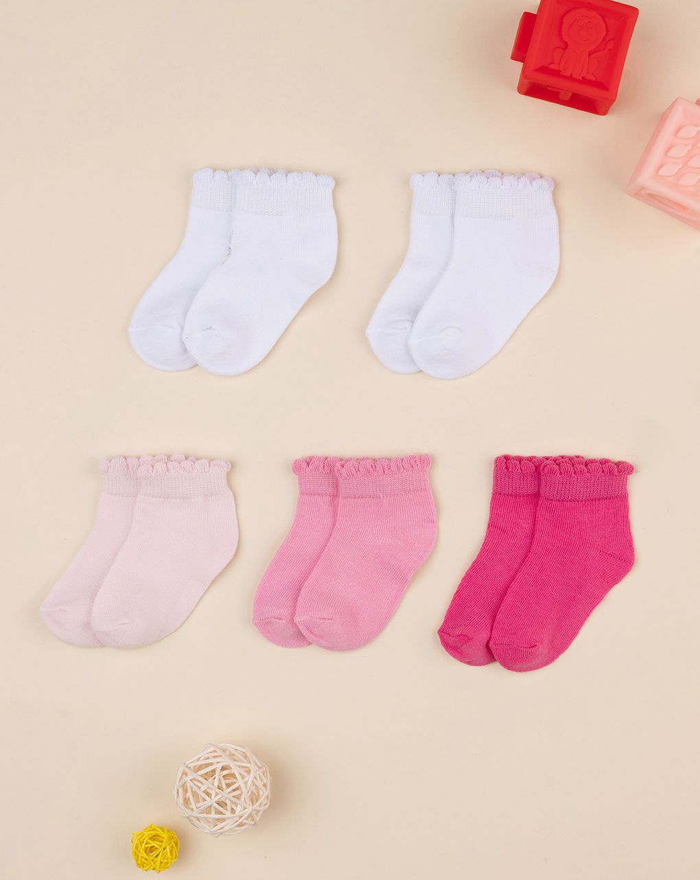 Prenatal Pack of 5 Girl Short Sock