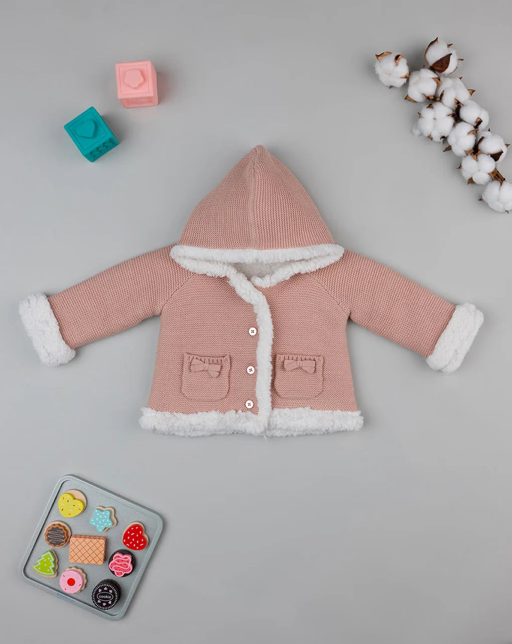 Prenatal Pink hooded cardigan for girls  Cardigan