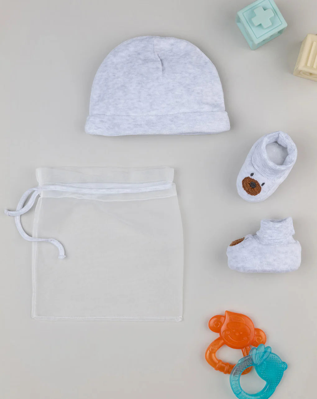 Prenatal Gray baby hat and booties set Hats, Caps & Mitten, clothing, AW25 P2