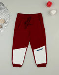 Prenatal Burgundy color block trousers for boys Trouser
