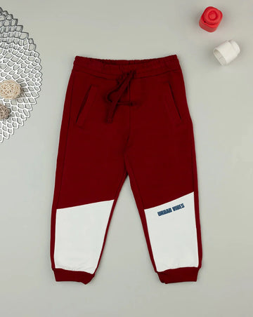 Prenatal Burgundy color block trousers for boys Trouser